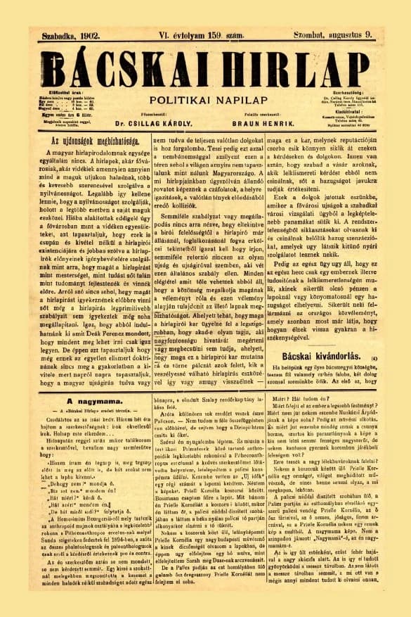 Bácskai Hirlap, 6. évf. 1902. augusztus 9. 159. sz.