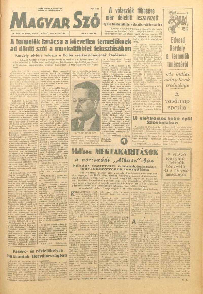 Magyar Szó, 9. évf. 1952. február 11. 36. sz. 1–4. oldal