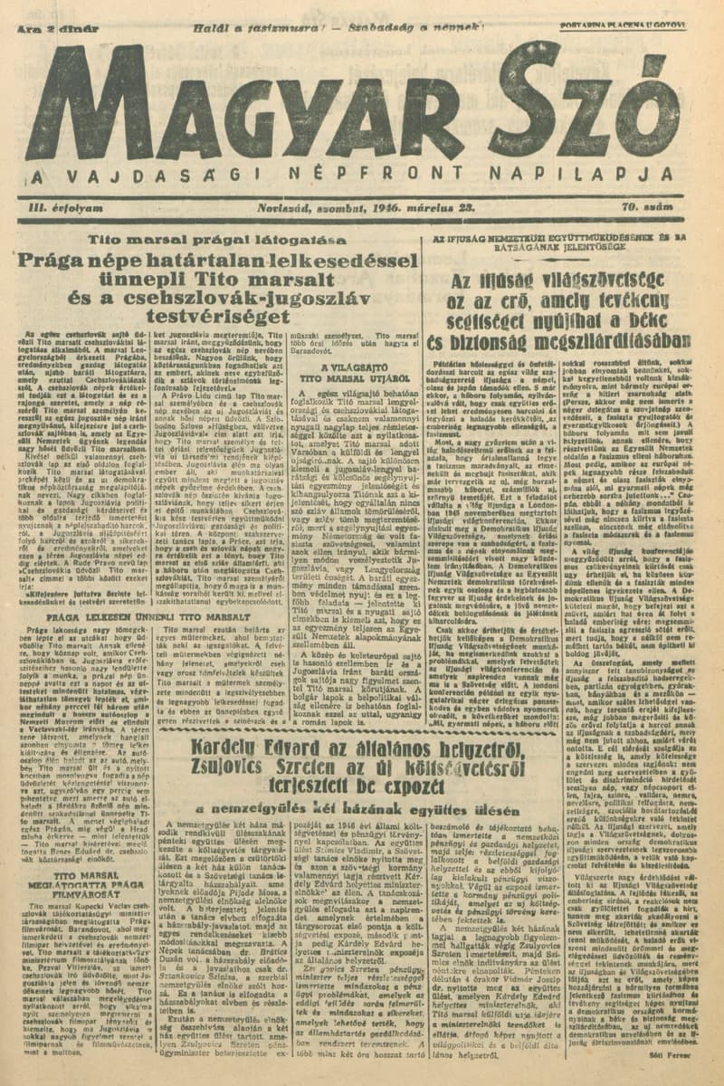 Magyar Szó, 3. évf. 1946. március 23. 70. sz. 1–8. oldal