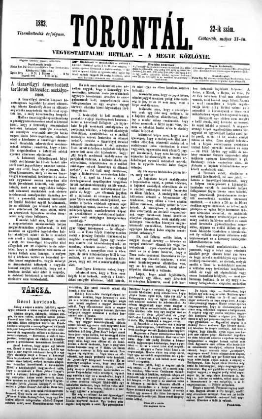 Torontál, 12. évf. 1883. május 31. 22. sz.
