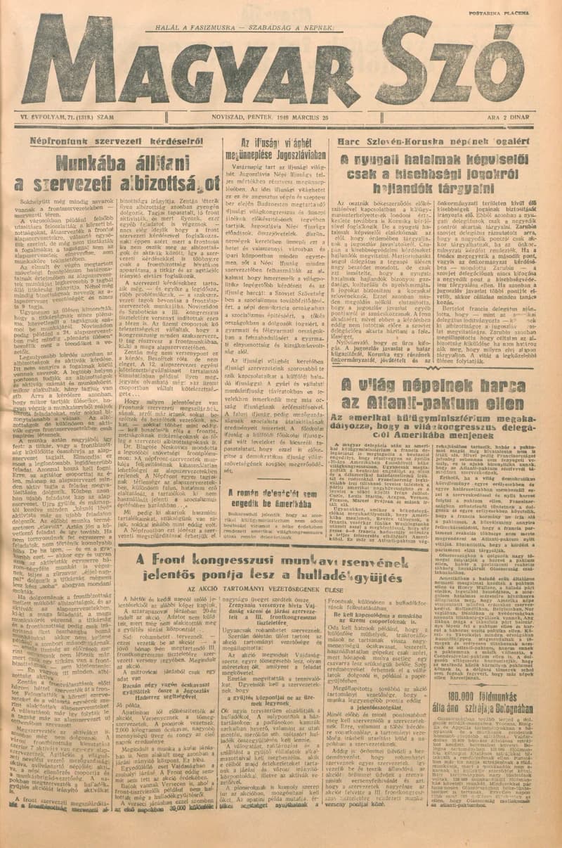 Magyar Szó, 6. évf. 1949. március 25. 71. sz. 1–4. oldal
