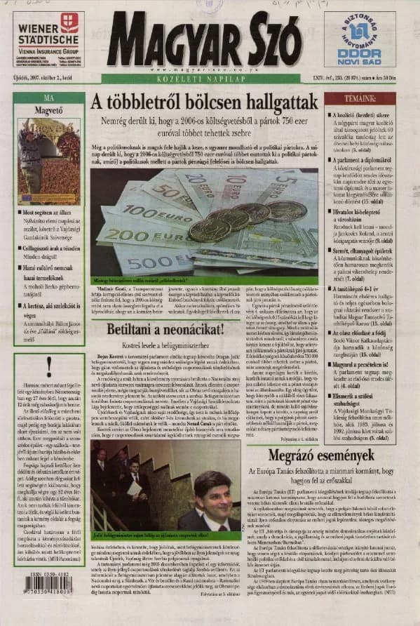 Magyar Szó, 64. évf. 2007. október 2. 230. sz. 1–20. oldal