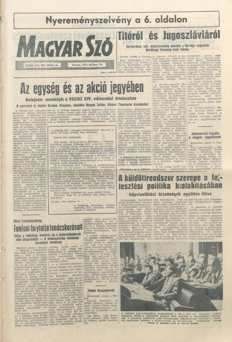 Magyar Szó, 31. évf. 1974. október 16. 285. sz. 1–20. oldal