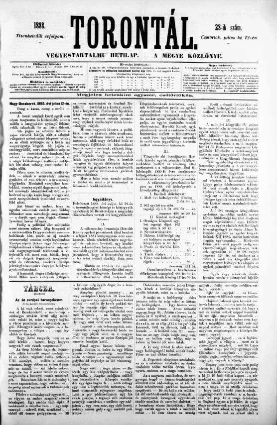 Torontál, 17. évf. 1888. július 12. 28. sz.