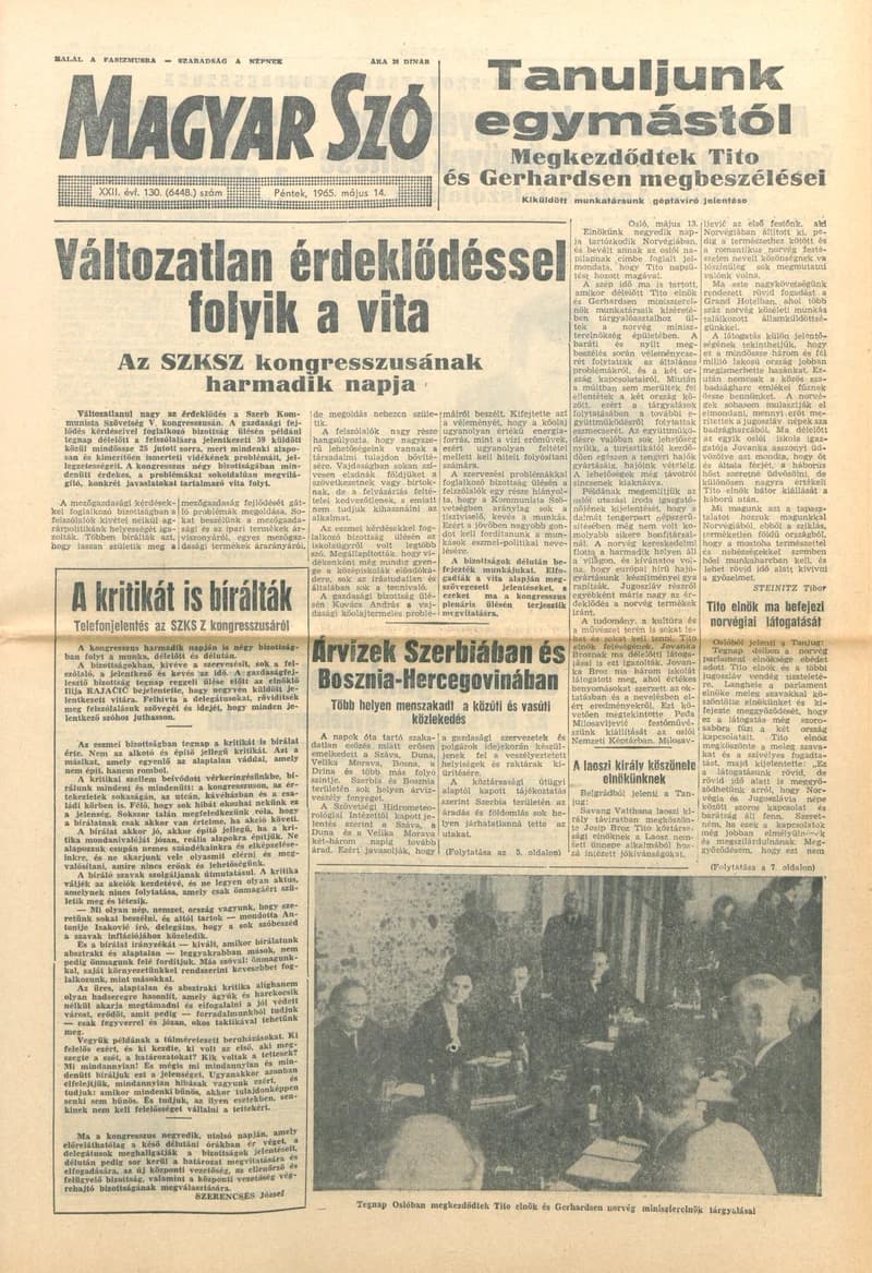 Magyar Szó, 22. évf. 1965. május 14. 130. sz. 1–16. oldal