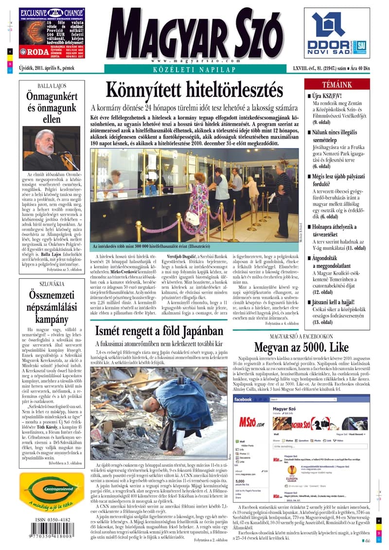 Magyar Szó, 68. évf. 2011. április 8. 81. sz. 1–20. oldal