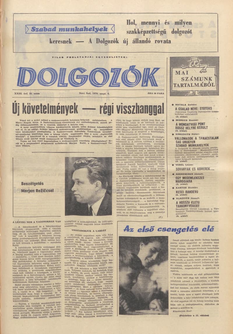 Dolgozók, 24. évf. 1970. szeptember 4. 35. sz.