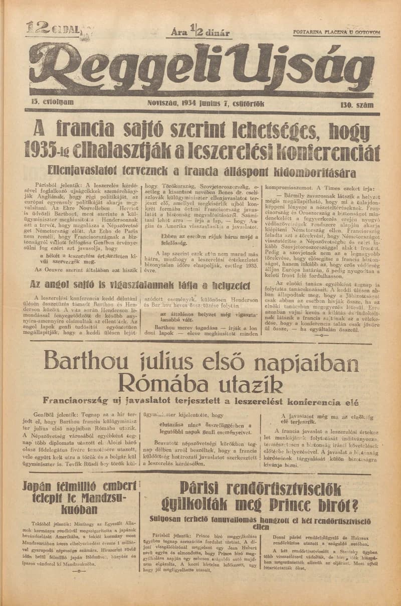 Reggeli Újság, 15. évf. 1934. június 7. 130. sz.