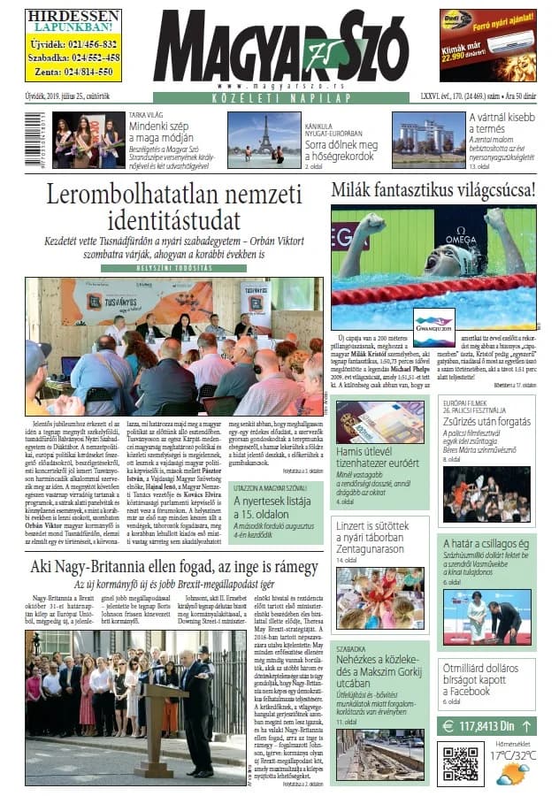 Magyar Szó, 76. évf. 2019. július 25. 170. sz. 1–20. oldal