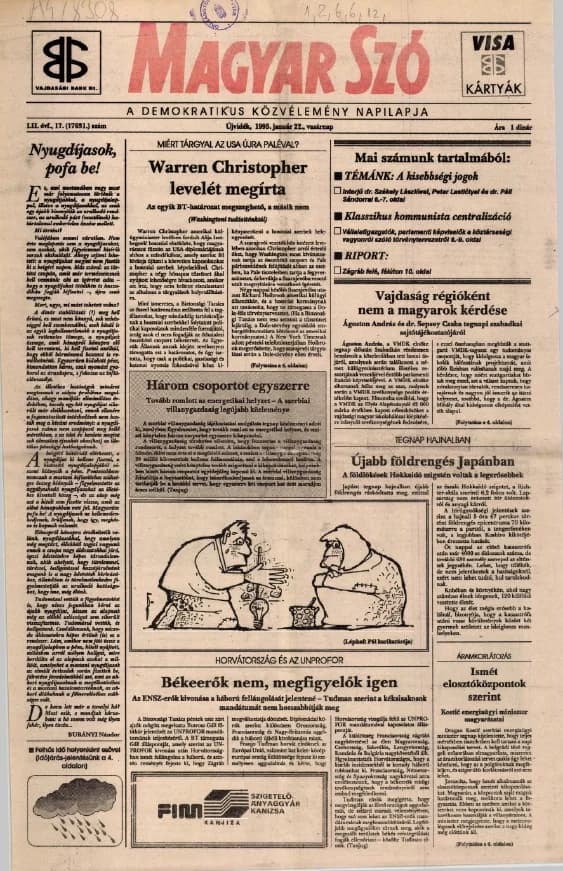 Magyar Szó, 52. évf. 1995. január 22. 17. sz. 1–24. oldal