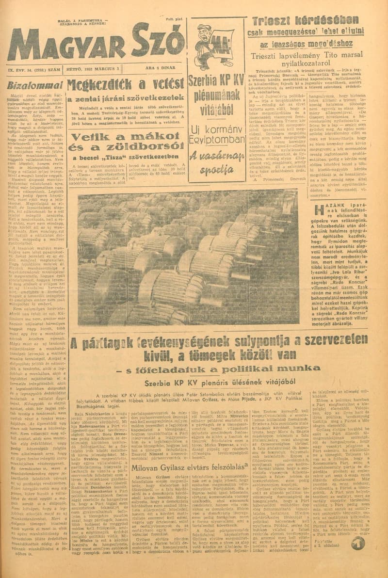 Magyar Szó, 9. évf. 1952. március 3. 54. sz. 1–4. oldal
