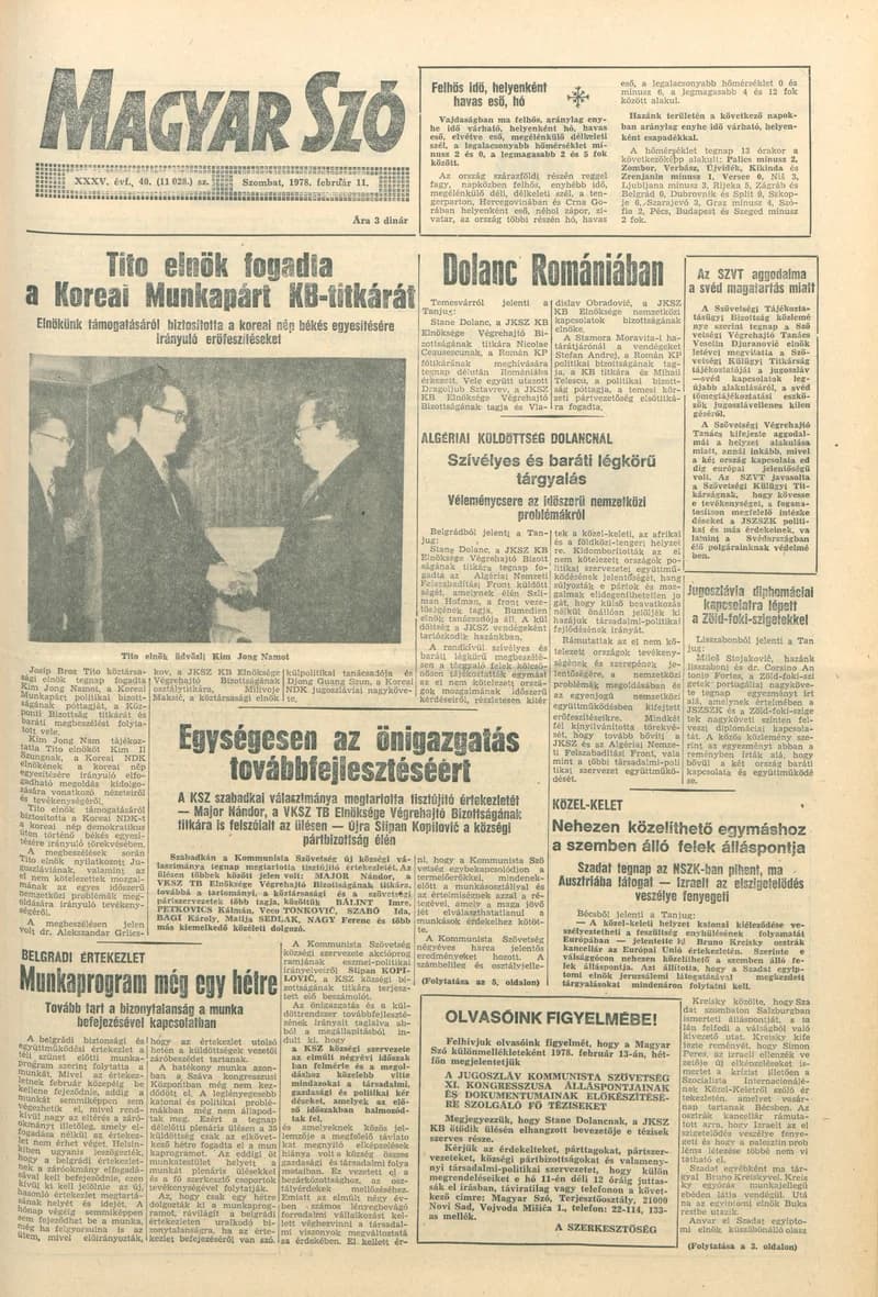 Magyar Szó, 35. évf. 1978. február 11. 40. sz. 1–20. oldal