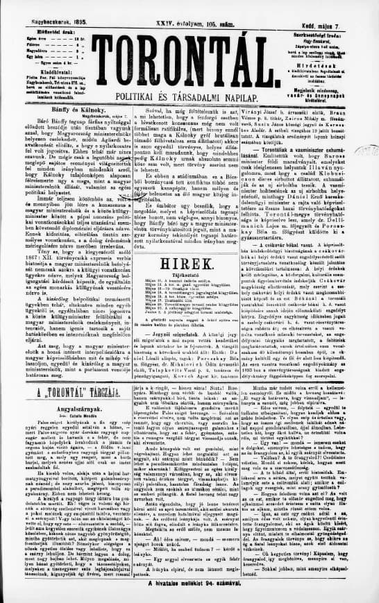 Torontál, 24. évf. 1895. május 7. 105. sz.