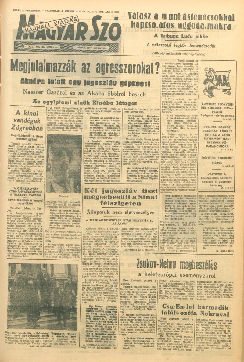 Magyar Szó, 14. évf. 1957. január 25. 23. sz. 1–12. oldal