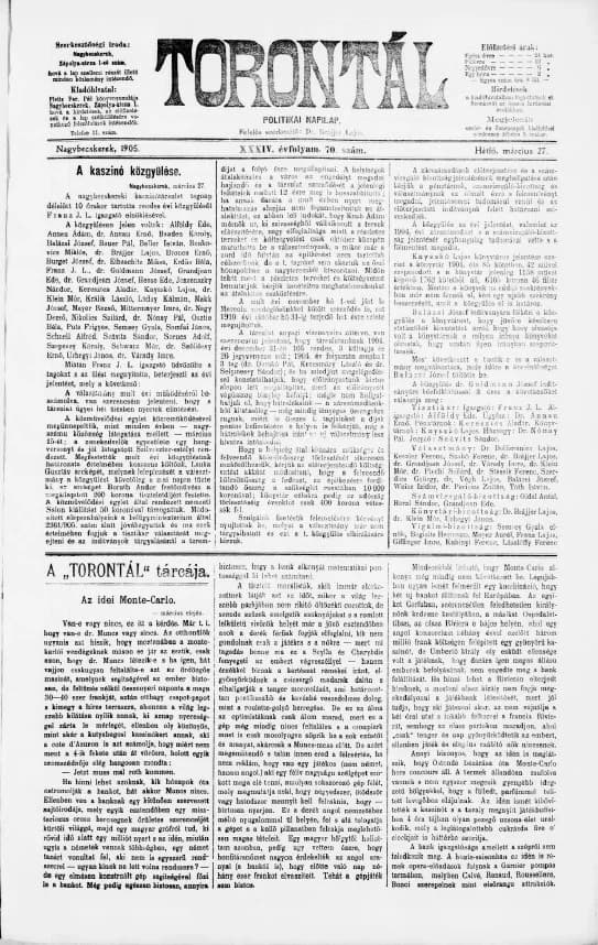 Torontál, 34. évf. 1905. március 27. 70. sz.