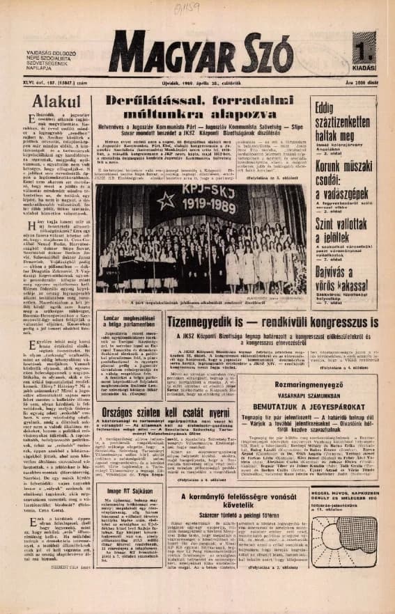 Magyar Szó, 46. évf. 1989. április 20. 107. sz. 1–16. oldal