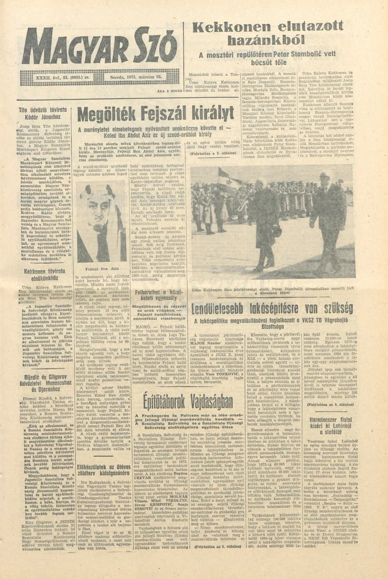 Magyar Szó, 32. évf. 1975. március 26. 83. sz.