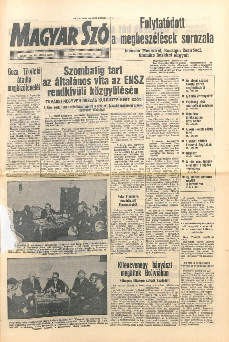 Magyar Szó, 24. évf. 1967. június 28. 175. sz. 1–14. oldal