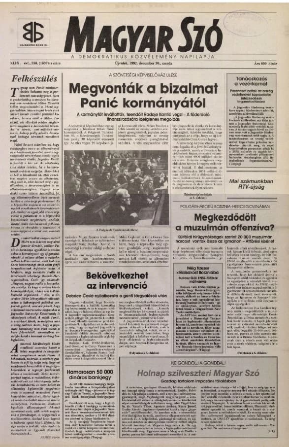 Magyar Szó, 49. évf. 1992. december 30. 358. sz. 1–12. oldal
