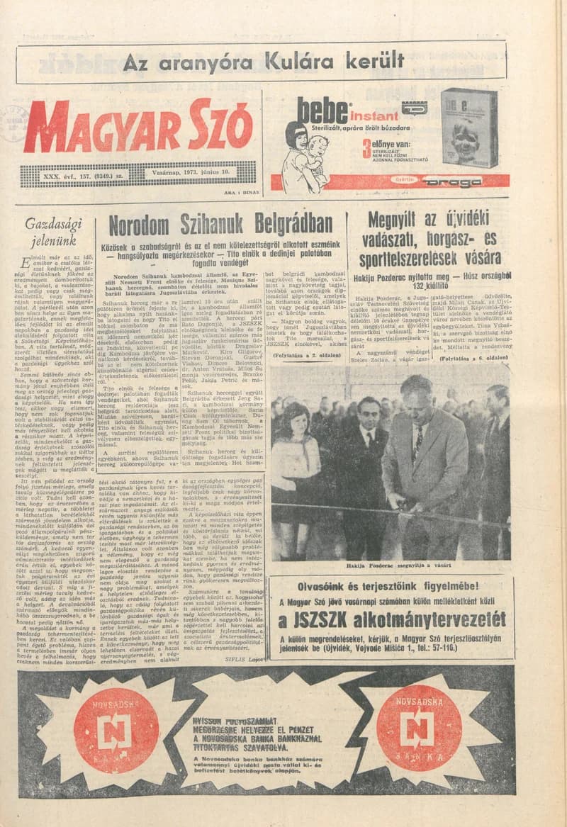 Magyar Szó, 30. évf. 1973. június 10. 157. sz. 1–32. oldal