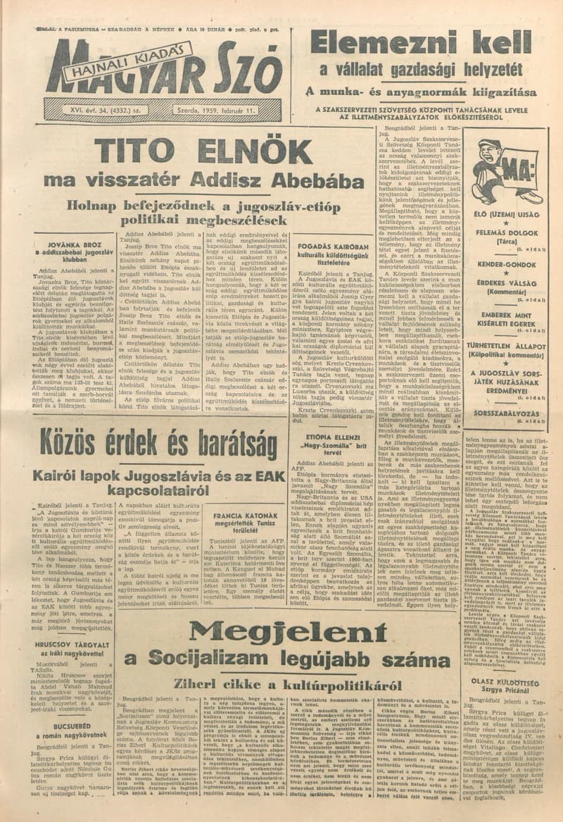 Magyar Szó, 16. évf. 1959. február 11. 34. sz. 1–18. oldal