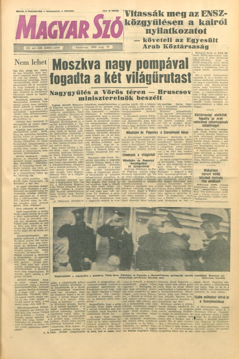 Magyar Szó, 19. évf. 1962. augusztus 19. 228. sz. 1–24. oldal