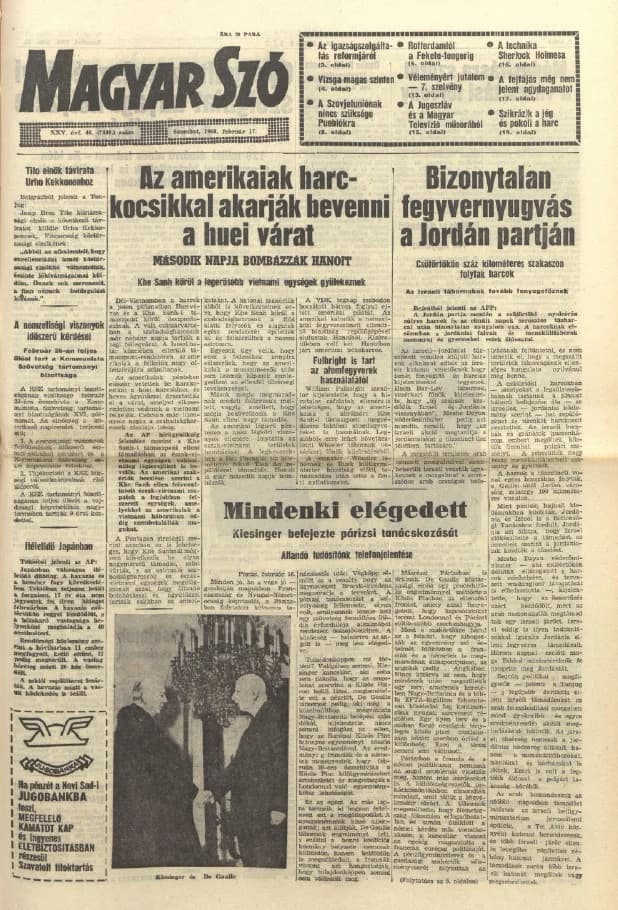 Magyar Szó, 25. évf. 1968. február 17. 46. sz. 1–20. oldal