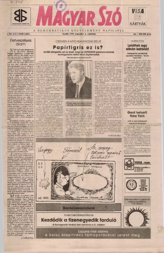 Magyar Szó, 50. évf. 1993. augusztus 8. 213. sz. 1–24. oldal