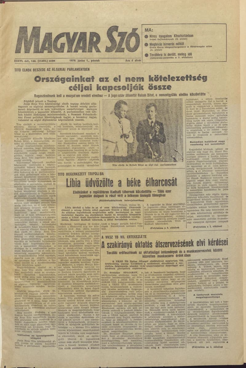 Magyar Szó, 36. évf. 1979. június 1. 148. sz. 1–20. oldal