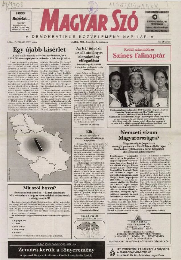 Magyar Szó, 59. évf. 2002. december 8. 291. sz. 1–28. oldal
