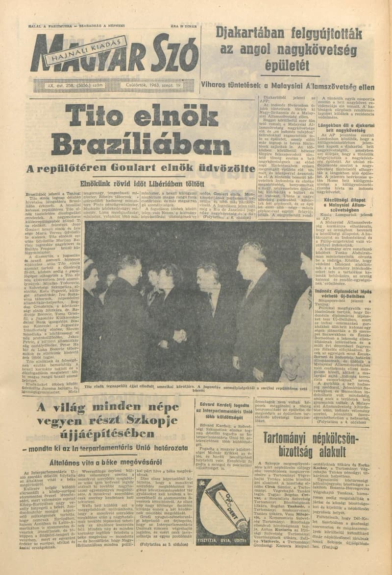 Magyar Szó, 20. évf. 1963. szeptember 19. 258. sz. 1–14. oldal