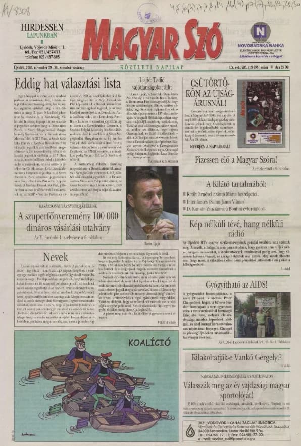 Magyar Szó, 60. évf. 2003. november 29. – 30. 283. sz. 1–36. oldal