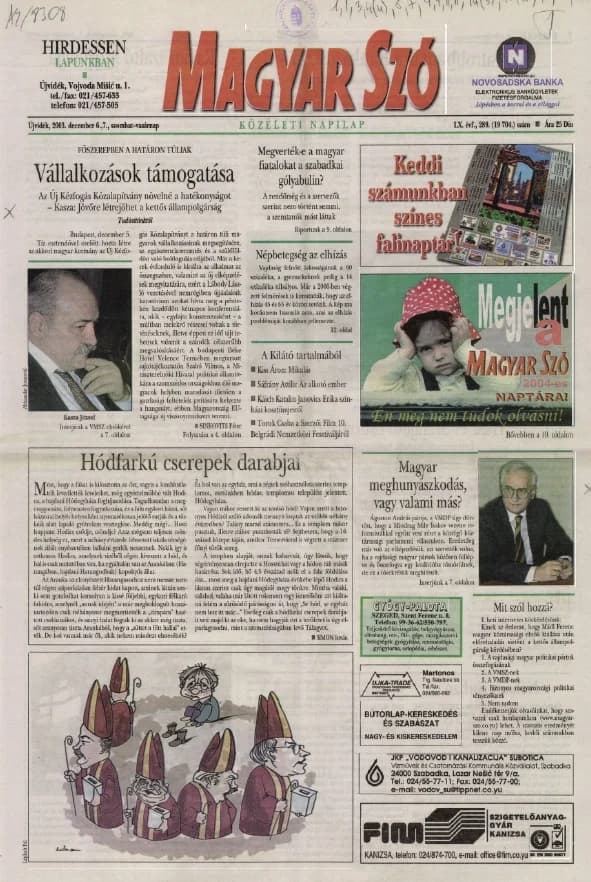 Magyar Szó, 60. évf. 2003. december 6. – 7. 289. sz. 1–36. oldal