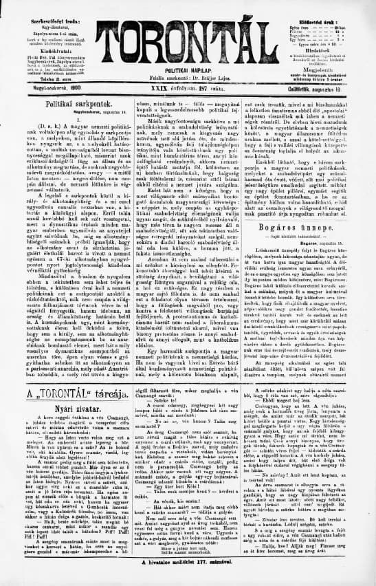 Torontál, 29. évf. 1900. augusztus 16. 187. sz.