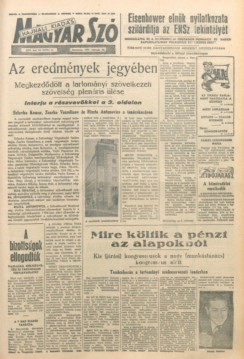 Magyar Szó, 14. évf. 1957. február 23. 52. sz. 1–16. oldal