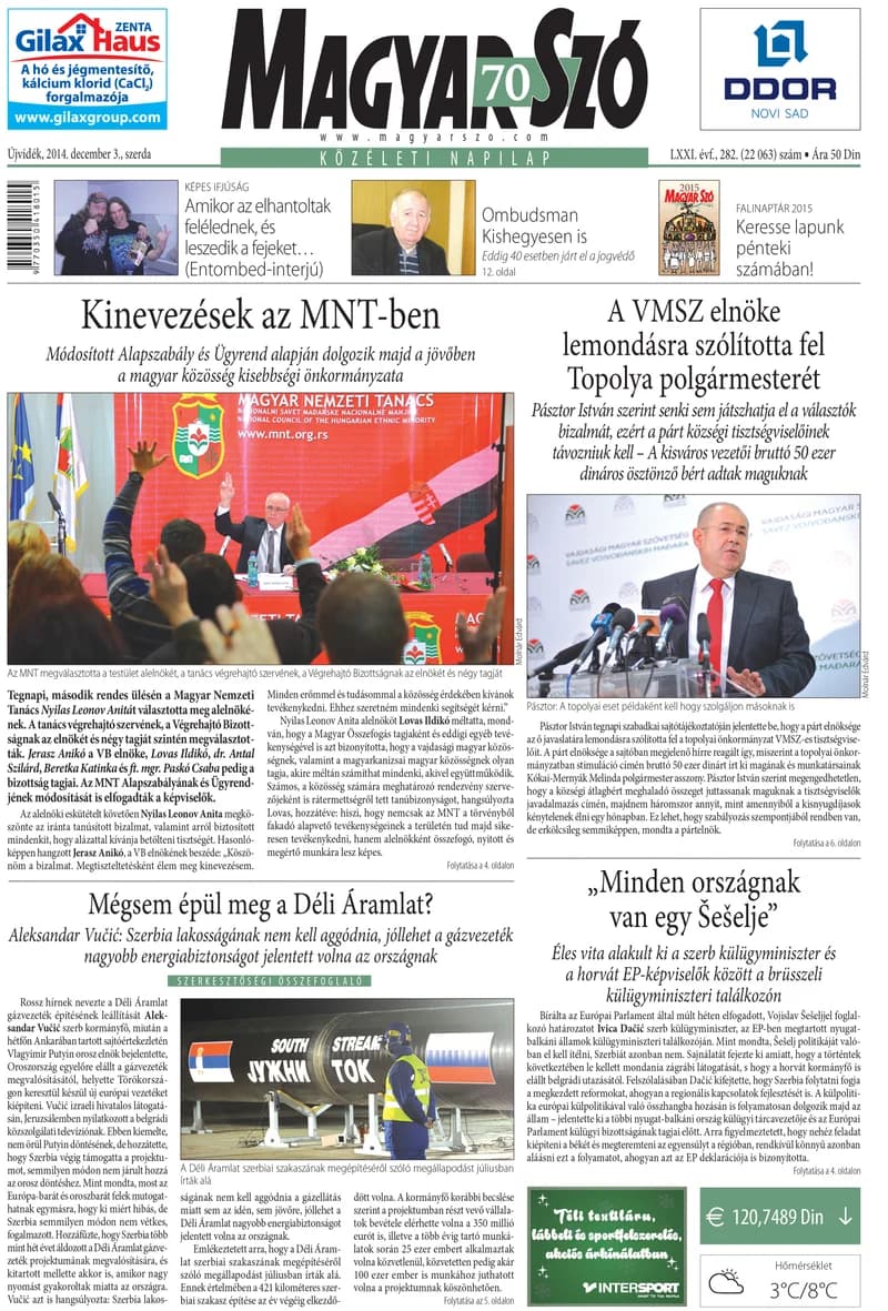 Magyar Szó, 71. évf. 2014. december 3. 282. sz. 1–16. oldal