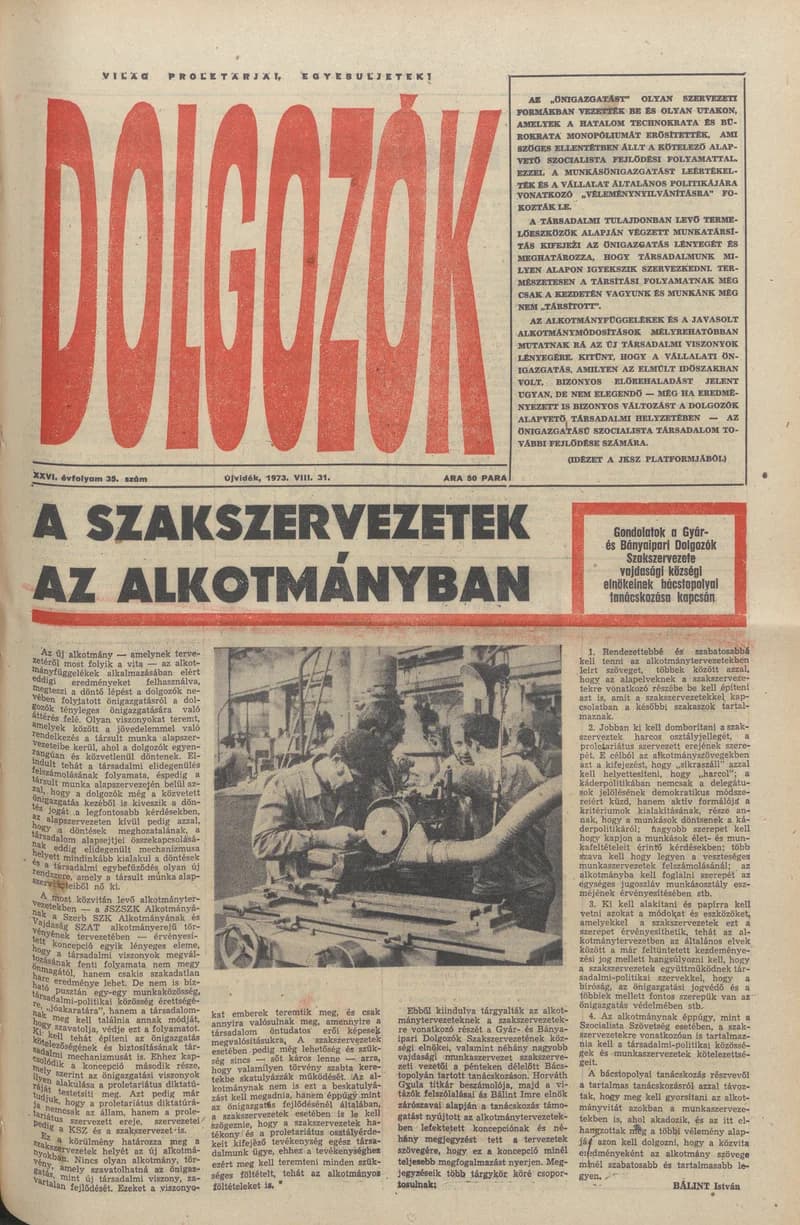 Dolgozók, 27. évf. 1973. augusztus 31. 35. sz.
