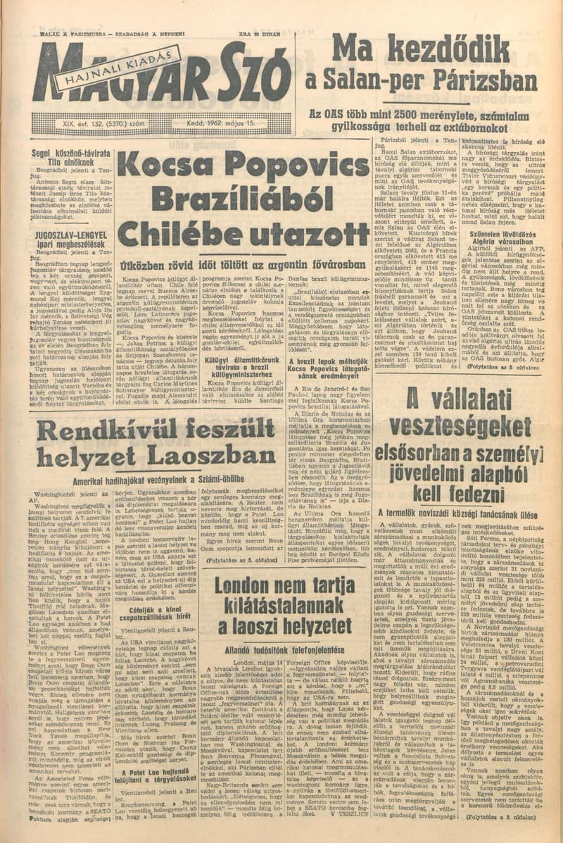 Magyar Szó, 19. évf. 1962. május 15. 132. sz. 1–14. oldal