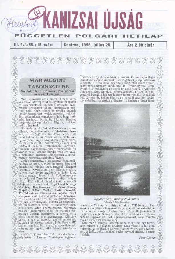 Új Kanizsai Újság, 3. évf. 1996. július 25. 15. sz.