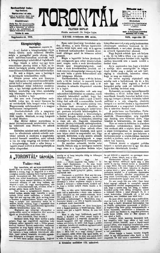 Torontál, 28. évf. 1899. augusztus 28. 196. sz.