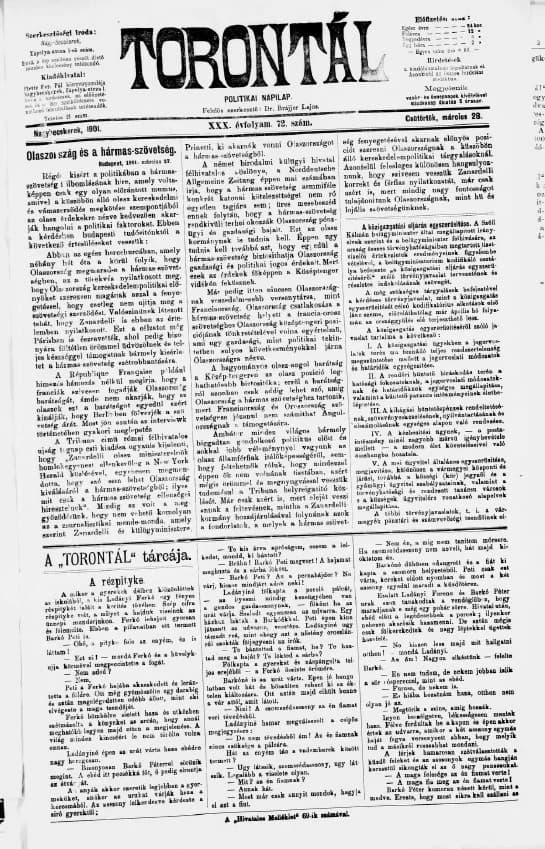 Torontál, 30. évf. 1901. március 28. 72. sz.