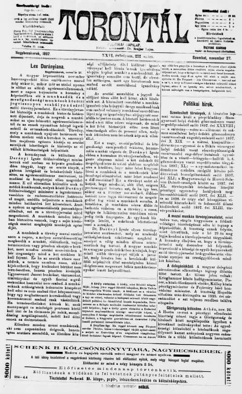 Torontál, 26. évf. 1897. november 27. 272. sz.