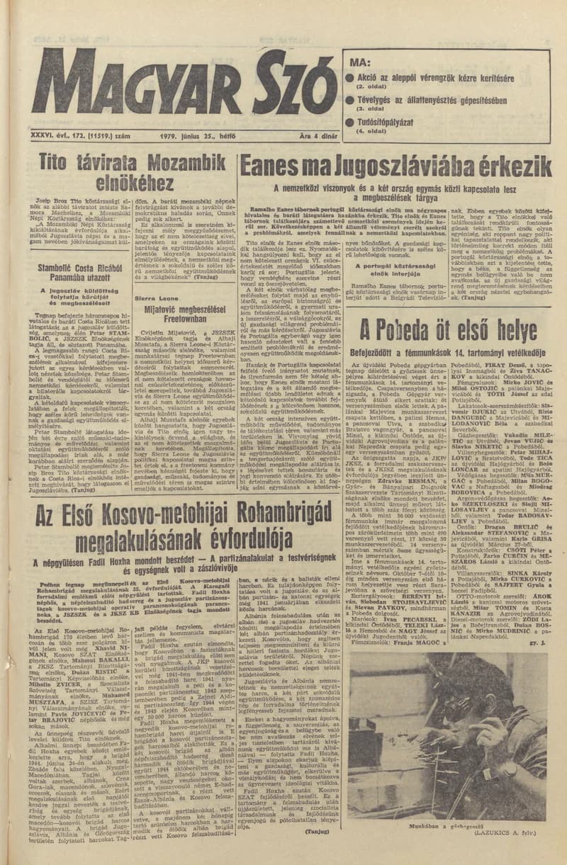 Magyar Szó, 36. évf. 1979. június 25. 172. sz. 1–16. oldal
