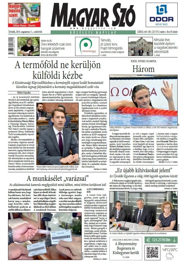 Magyar Szó, 73. évf. 2016. augusztus 11. 185. sz. 1–16. oldal
