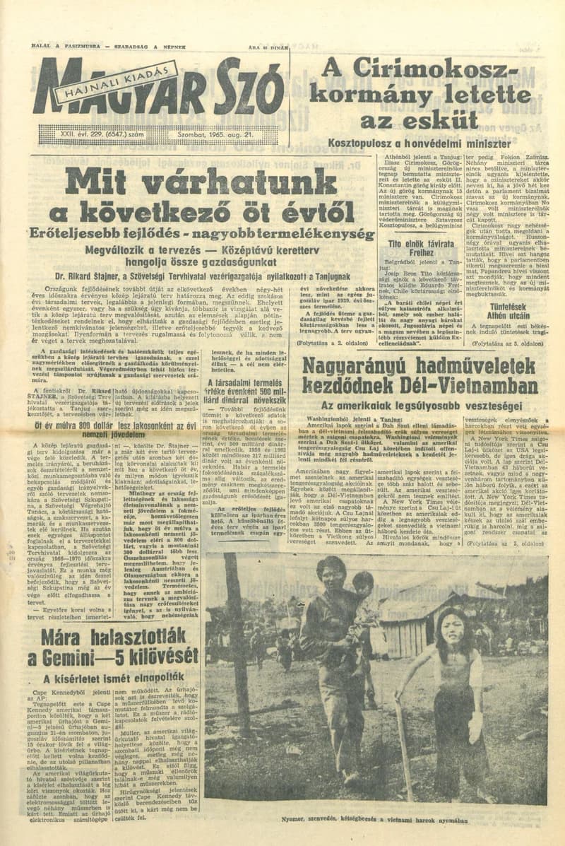 Magyar Szó, 22. évf. 1965. augusztus 21. 229. sz. 1–12. oldal