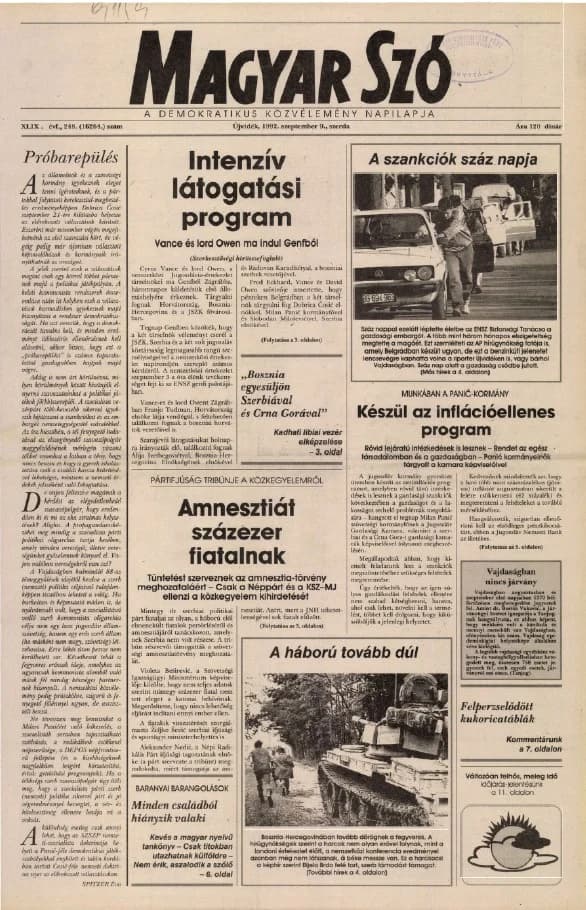 Magyar Szó, 49. évf. 1992. szeptember 9. 248. sz. 1–16. oldal