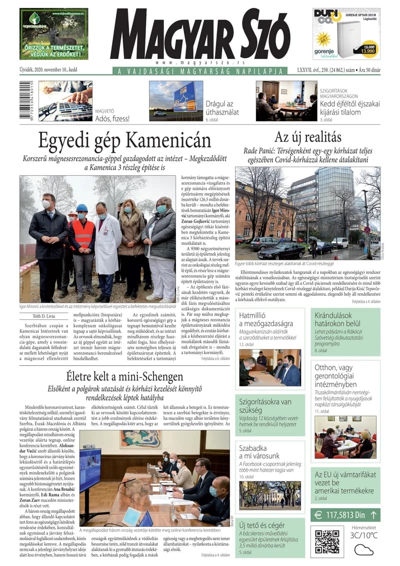 Magyar Szó, 77. évf. 2020. november 10. 259. sz. 1–20. oldal