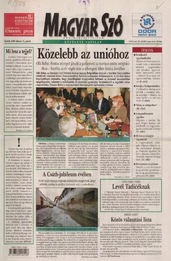Magyar Szó, 66. évf. 2009. február 13. 35. sz. 1–20. oldal