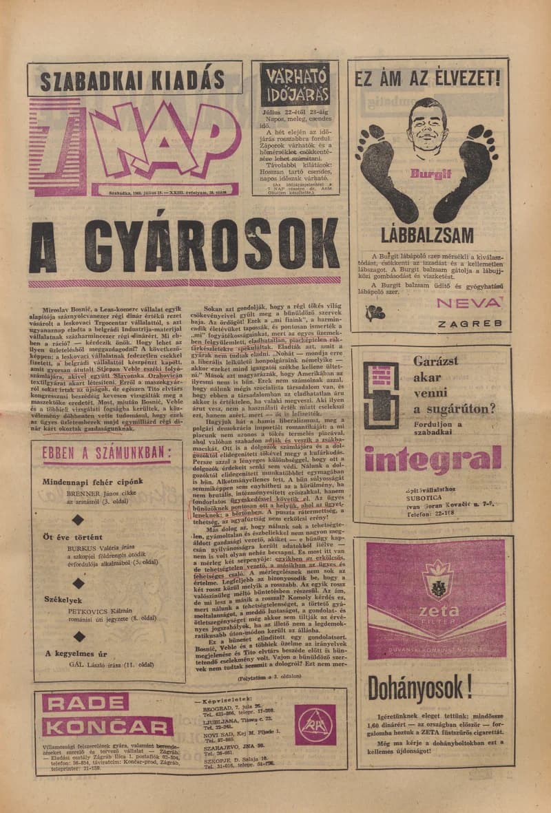 7 Nap, 23. évf. 1968. július 19. 30. sz. 1–16. oldal