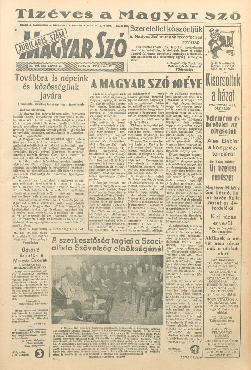 Magyar Szó, 11. évf. 1954. december 23. 348. sz. 1–24. oldal